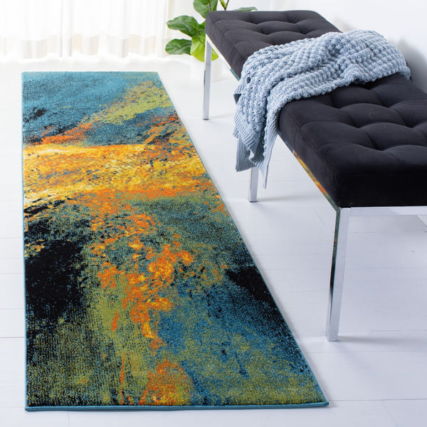 Safavieh Galaxy 117 Power Loomed Contemporary Rug Blue / Yellow GAL117L-2