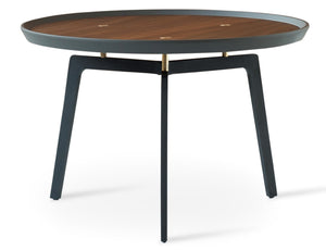 Soho Concept Galaxy Coffee Table: Stylish Walnut Veneer Top With Matte Grey Edge & Sleek Black Metal Base Walnut,Gray,Black  Soho-concept-dining-chair-13802