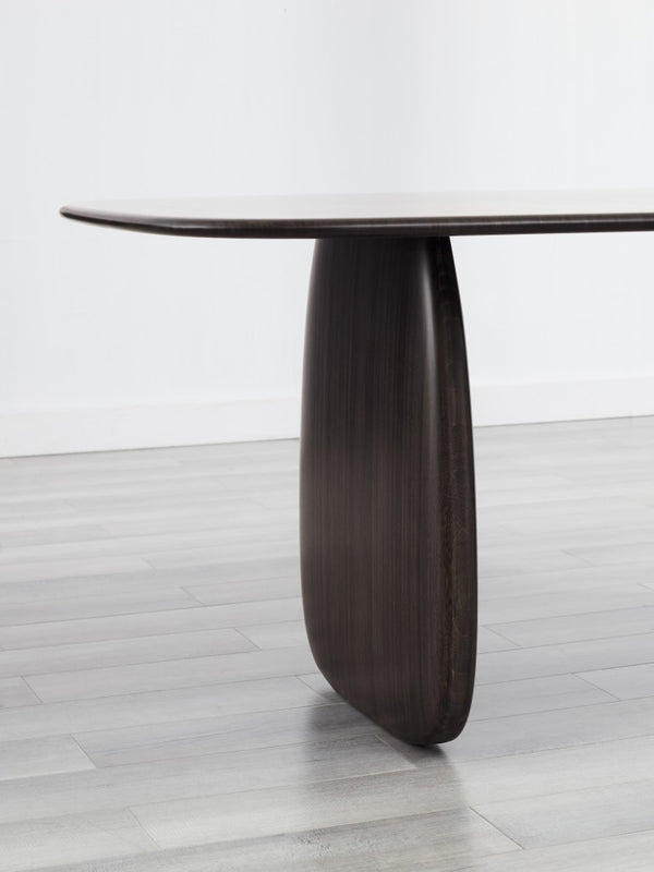 Greenington Aria Solid Bamboo Dining Table with Elliptical Pedestal Base for Modern Rooms Caviar GAR001B