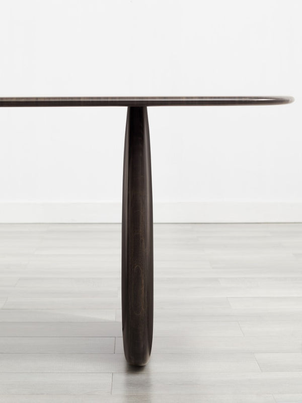 Greenington Aria Solid Bamboo Dining Table with Elliptical Pedestal Base for Modern Rooms Caviar GAR001B