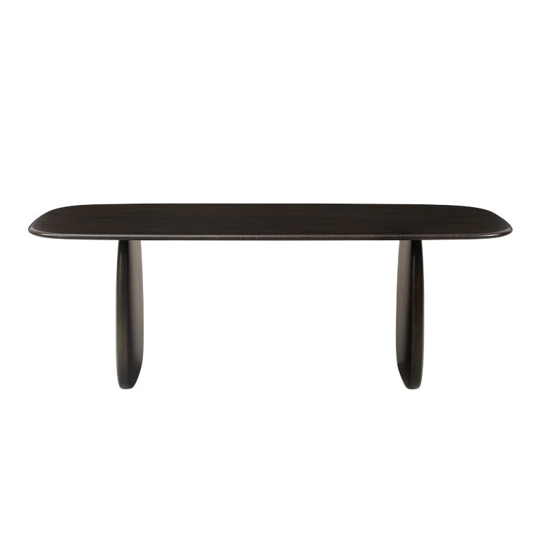 Greenington Aria Solid Bamboo Dining Table with Elliptical Pedestals for Modern Elegant Spaces Caviar GAR002B