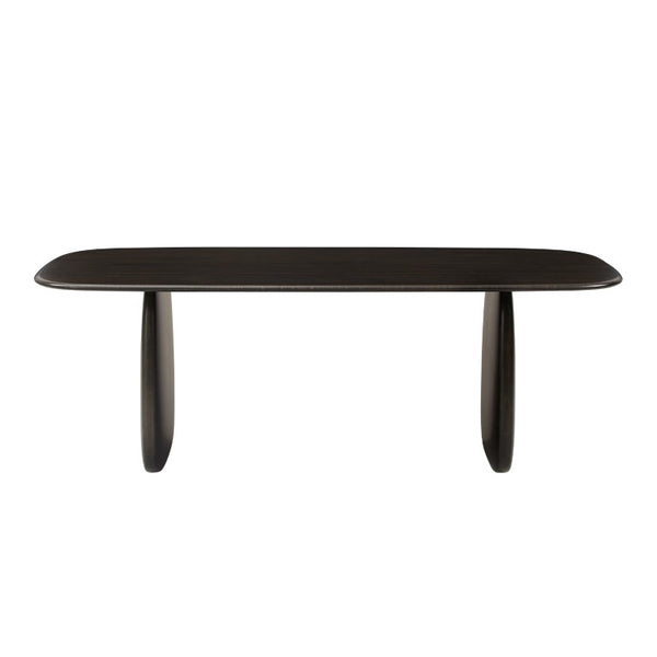 Greenington Aria Solid Bamboo Dining Table with Elliptical Pedestals for Modern Elegant Spaces Caviar GAR002B