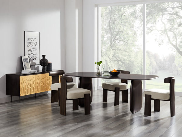 Greenington Aria Solid Bamboo Dining Table with Elliptical Pedestals for Modern Elegant Spaces Caviar GAR002B