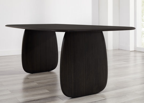 Greenington Aria Solid Bamboo Dining Table with Elliptical Pedestals for Modern Elegant Spaces Caviar GAR002B