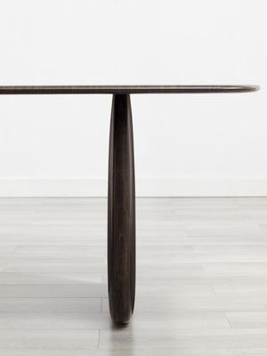 Greenington Aria Solid Bamboo Dining Table with Elliptical Pedestals for Modern Elegant Spaces Caviar GAR002B