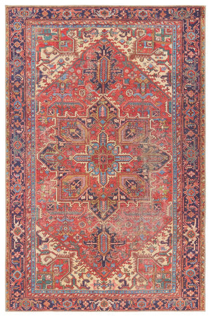 Jaipur Living Garcia Lucinda Gar01 Powerloomed Machinemade 100% Polyester Traditional Medallion Indoor Rug Red, Blue 100% Polyester, Recycled Poly Cotton Woven Canvas Rug157540