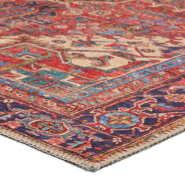 Jaipur Living Garcia Lucinda Gar01 Powerloomed Machinemade 100% Polyester Traditional Medallion Indoor Rug Red, Blue 100% Polyester, Recycled Poly Cotton Woven Canvas Rug157540