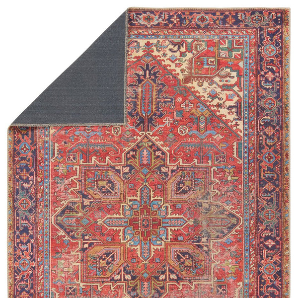 Jaipur Living Garcia Lucinda Gar01 Powerloomed Machinemade 100% Polyester Traditional Medallion Indoor Rug Red, Blue 100% Polyester, Recycled Poly Cotton Woven Canvas Rug157540