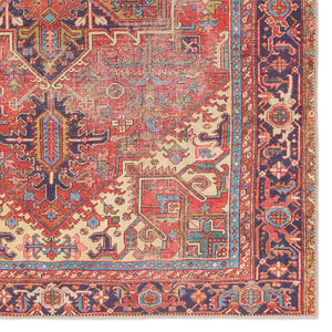 Jaipur Living Garcia Lucinda Gar01 Powerloomed Machinemade 100% Polyester Traditional Medallion Indoor Rug Red, Blue 100% Polyester, Recycled Poly Cotton Woven Canvas Rug157540