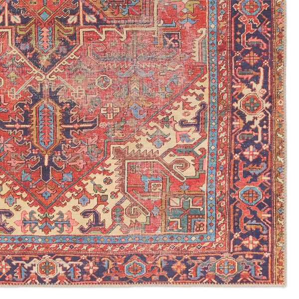 Jaipur Living Garcia Lucinda Gar01 Powerloomed Machinemade 100% Polyester Traditional Medallion Indoor Rug Red, Blue 100% Polyester, Recycled Poly Cotton Woven Canvas Rug157540
