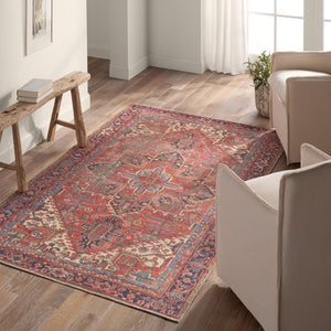 Jaipur Living Garcia Lucinda Gar01 Powerloomed Machinemade 100% Polyester Traditional Medallion Indoor Rug Red, Blue 100% Polyester, Recycled Poly Cotton Woven Canvas Rug157540