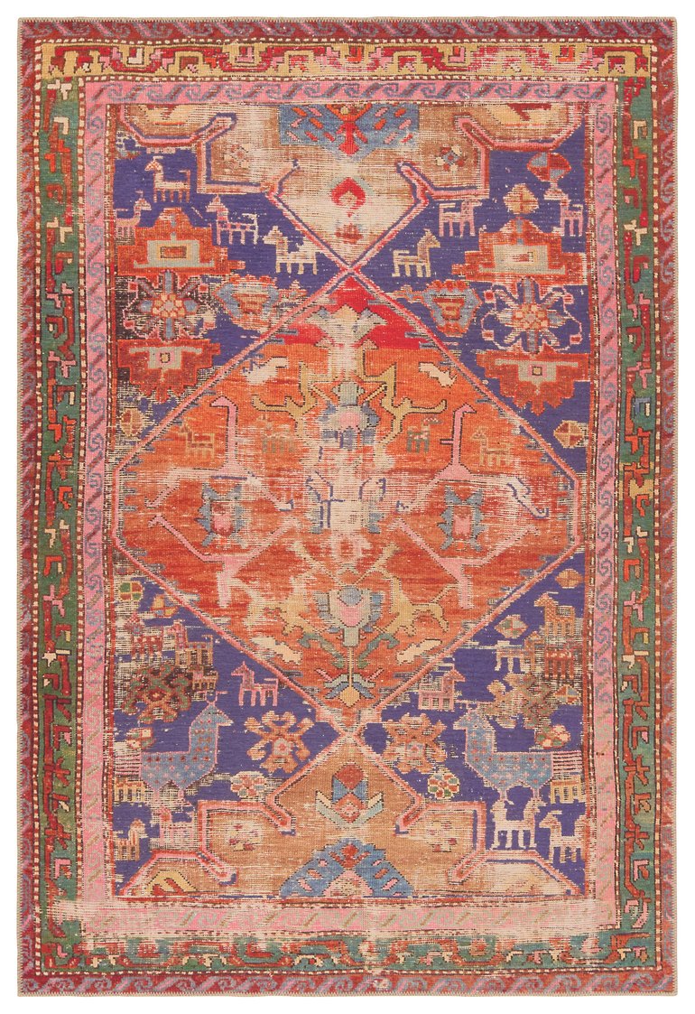 Jaipur Living Garcia Sancho Gar02 Powerloomed Machinemade 100% Polyester Traditional Medallion Indoor Rug Orange, Purple 100% Polyester, Recycled Poly Cotton Woven Canvas Rug157546