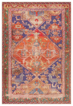 Jaipur Living Garcia Sancho Gar02 Powerloomed Machinemade 100% Polyester Traditional Medallion Indoor Rug Orange, Purple 100% Polyester, Recycled Poly Cotton Woven Canvas Rug157546