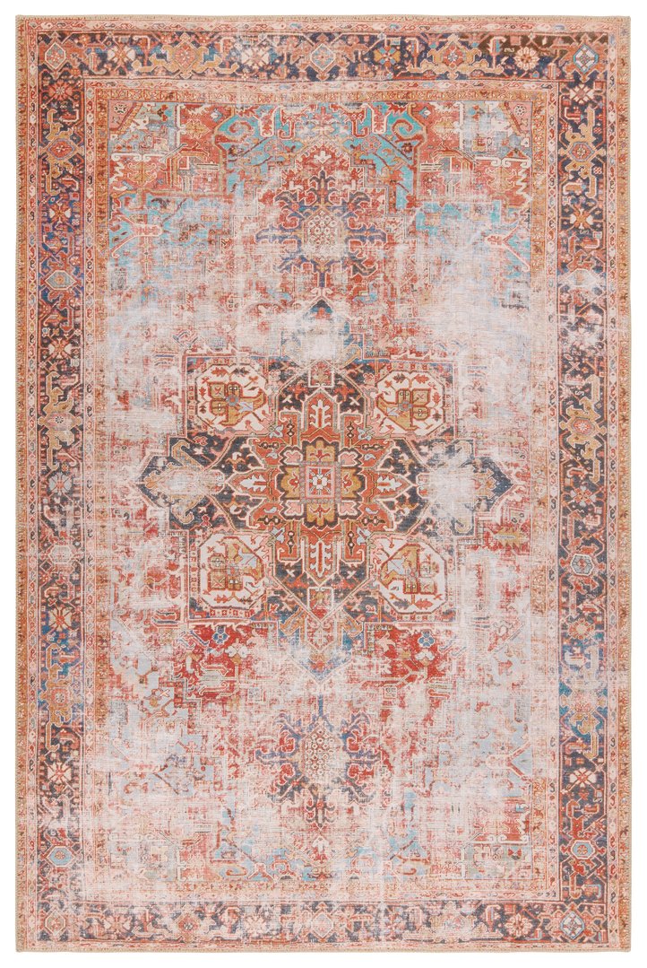Jaipur Living Garcia Matias Gar03 Powerloomed Machinemade 100% Polyester Vintage Medallion Indoor Rug Rust, Navy 100% Polyester, Recycled Poly Cotton Woven Canvas Rug157551