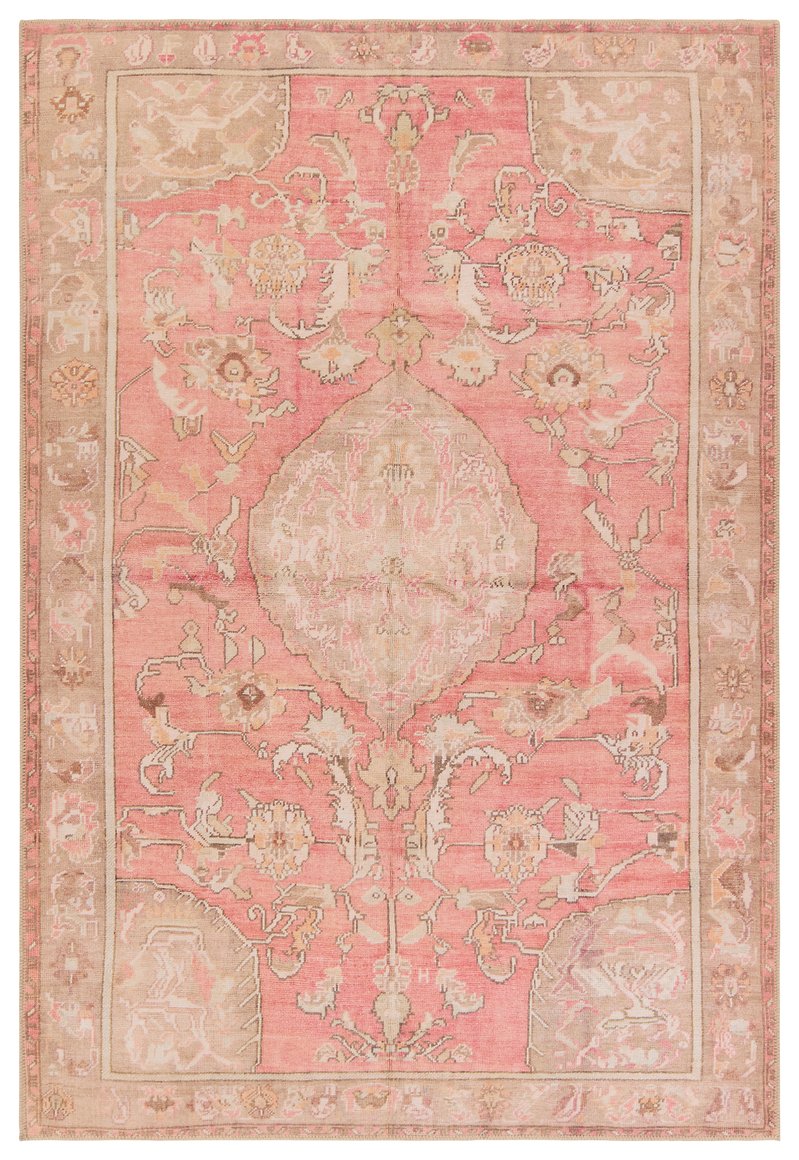 Jaipur Living Garcia Cheney Gar06 Powerloomed Machinemade 100% Polyester Traditional Medallion Indoor Rug Pink, Beige 100% Polyester, 50%Cot40%Poly10%Oth Rug158202