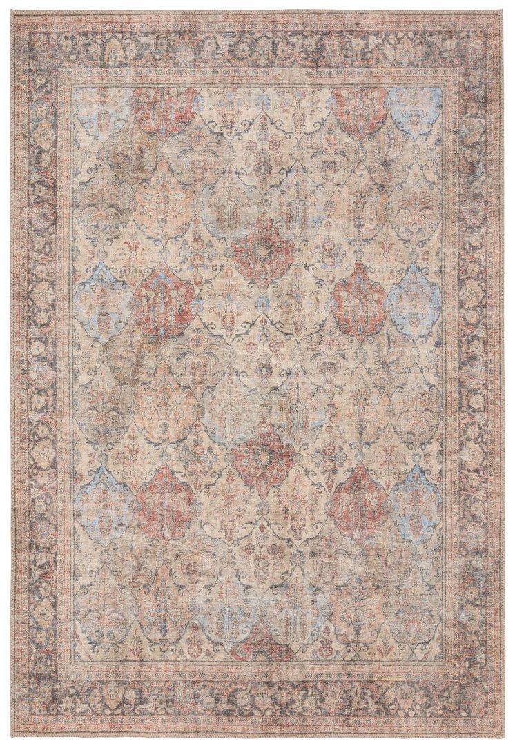Jaipur Living Garcia Toreth Gar07 Powerloomed Machinemade 100% Polyester Traditional Trellis Indoor Rug Tan, Red 100% Polyester, Polyester Woven Canvas Rug160990