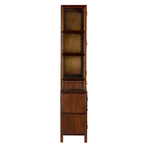 Noir Colonial Hutch - Exquisite Solid Mahogany Design With 15 Cubbies Perfect For Timeless Storage Solutions Hand Rubbed Brown Mahogany,Glass,Veneer,Brass Pulls Garm119hbr