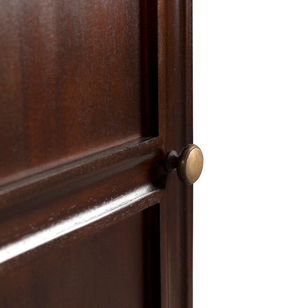 Noir Colonial Hutch - Exquisite Solid Mahogany Design With 15 Cubbies Perfect For Timeless Storage Solutions Hand Rubbed Brown Mahogany,Glass,Veneer,Brass Pulls Garm119hbr