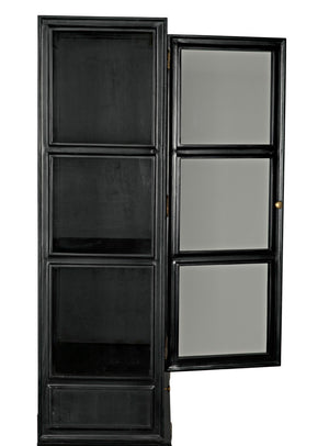 Noir Colonial Hutch - Timeless Solid Mahogany Storage Cabinet with Elegant Brass Pulls for Any Space Hand Rubbed Black GARM119HB