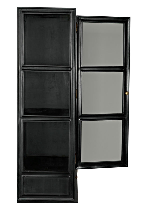 Noir Colonial Hutch - Timeless Solid Mahogany Storage Cabinet with Elegant Brass Pulls for Any Space Hand Rubbed Black GARM119HB