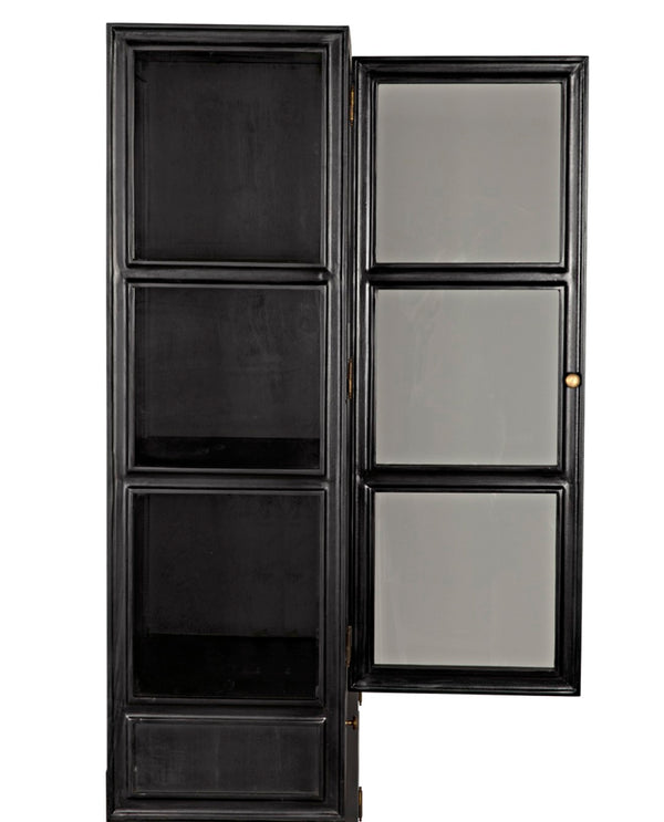 Noir Colonial Hutch - Timeless Solid Mahogany Storage Cabinet with Elegant Brass Pulls for Any Space Hand Rubbed Black GARM119HB