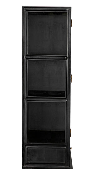 Noir Colonial Hutch - Timeless Solid Mahogany Storage Cabinet with Elegant Brass Pulls for Any Space Hand Rubbed Black GARM119HB