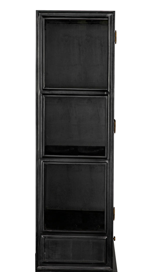 Noir Colonial Hutch - Timeless Solid Mahogany Storage Cabinet with Elegant Brass Pulls for Any Space Hand Rubbed Black GARM119HB