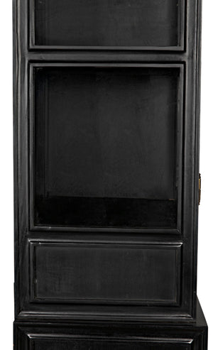 Noir Colonial Hutch - Timeless Solid Mahogany Storage Cabinet with Elegant Brass Pulls for Any Space Hand Rubbed Black GARM119HB
