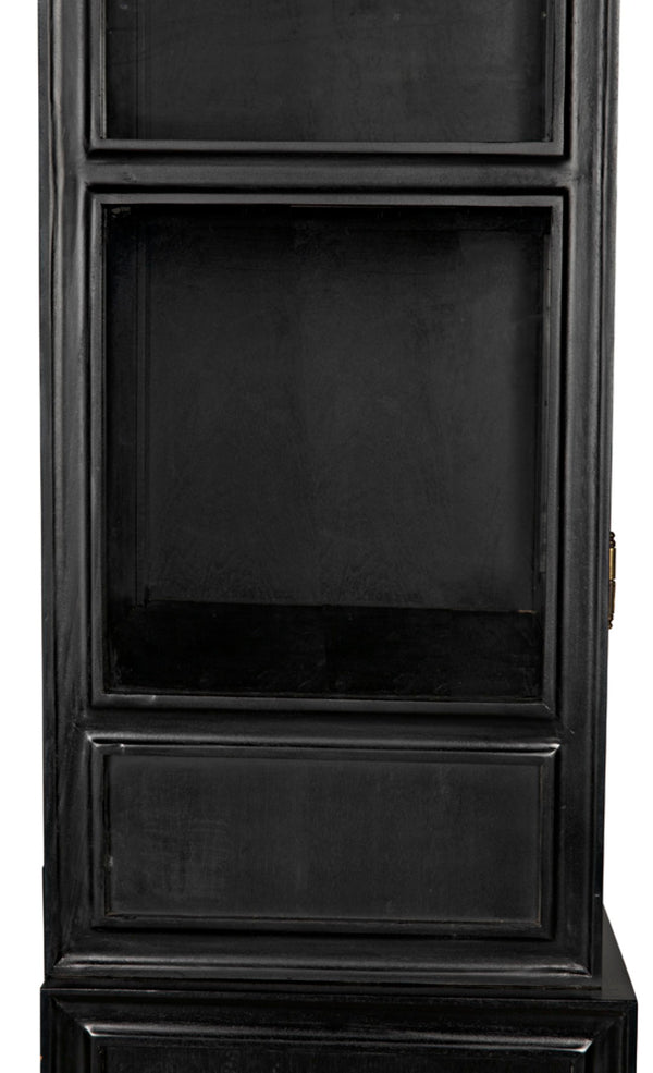 Noir Colonial Hutch - Timeless Solid Mahogany Storage Cabinet with Elegant Brass Pulls for Any Space Hand Rubbed Black GARM119HB