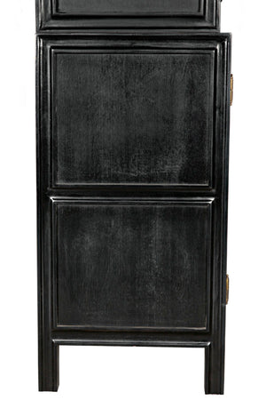 Noir Colonial Hutch - Timeless Solid Mahogany Storage Cabinet with Elegant Brass Pulls for Any Space Hand Rubbed Black GARM119HB