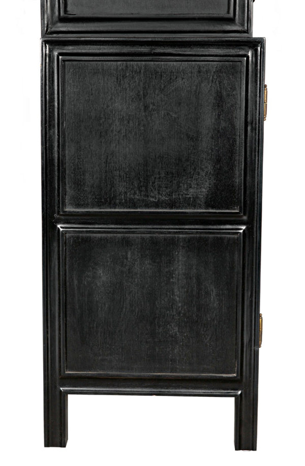 Noir Colonial Hutch - Timeless Solid Mahogany Storage Cabinet with Elegant Brass Pulls for Any Space Hand Rubbed Black GARM119HB