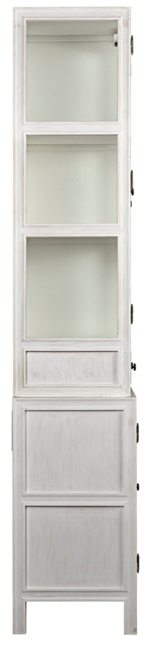 Noir Colonial Hutch - Timeless Solid Mahogany Storage Cabinet with Elegant Brass Pulls for Any Space White Wash GARM119WH
