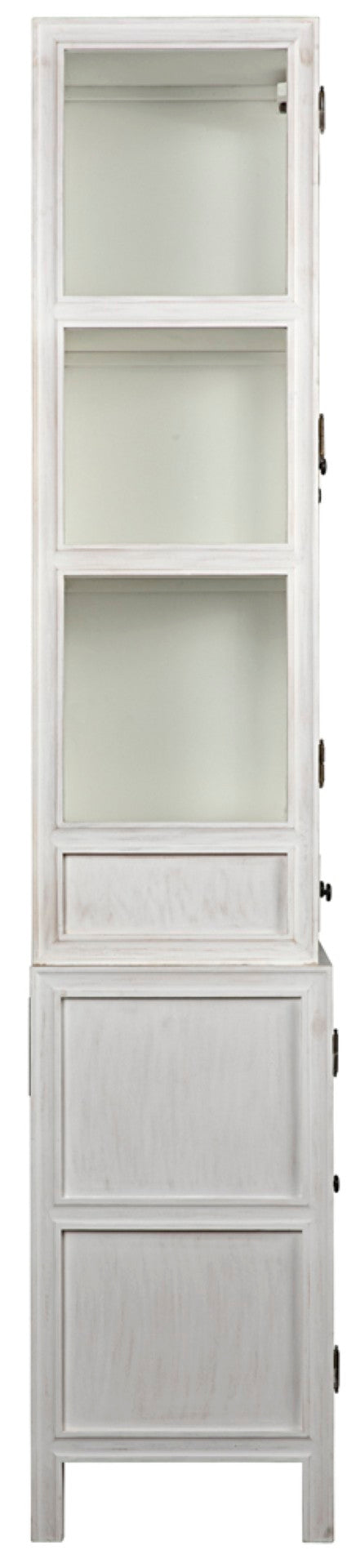 Noir Colonial Hutch - Timeless Solid Mahogany Storage Cabinet with Elegant Brass Pulls for Any Space White Wash GARM119WH