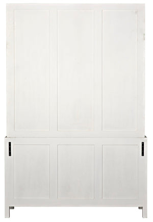 Noir Colonial Hutch - Timeless Solid Mahogany Storage Cabinet with Elegant Brass Pulls for Any Space White Wash GARM119WH