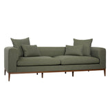 Karina Living Sofa Linen Blend Basketweave Upholstery and Select Hardwood Frame - Olive Green and Walnut