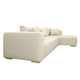 Dovetail Daphne Chaise Sectional Linen Blend Upholstery and Select Hardwood Frame - Flax and Natural