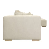 Dovetail Daphne Chaise Sectional Linen Blend Upholstery and Select Hardwood Frame - Flax and Natural