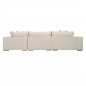 Dovetail Estella L-Shape Sectional Polyester Upholstery and Select Hardwood Frame - Ecru and Natural