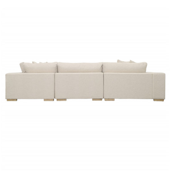 Dovetail Estella L-Shape Sectional Polyester Upholstery and Select Hardwood Frame - Ecru and Natural