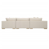 Dovetail Estella L-Shape Sectional Polyester Upholstery and Select Hardwood Frame - Ecru and Natural