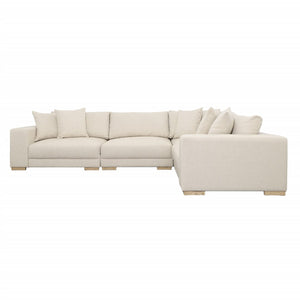 Dovetail Estella L-Shape Sectional Polyester Upholstery and Select Hardwood Frame - Ecru and Natural