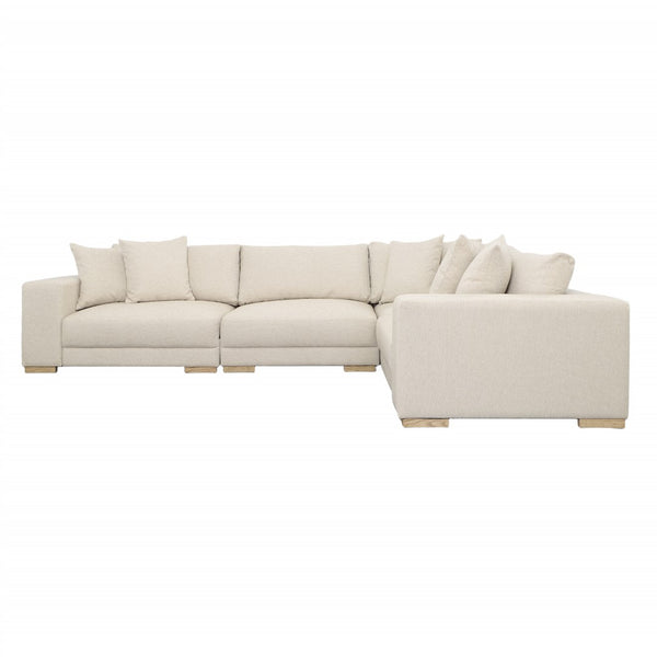 Dovetail Estella L-Shape Sectional Polyester Upholstery and Select Hardwood Frame - Ecru and Natural