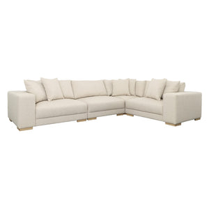 Dovetail Estella L-Shape Sectional Polyester Upholstery and Select Hardwood Frame - Ecru and Natural