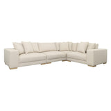 Karina Living L-Shape Sectional Polyester Upholstery and Select Hardwood Frame - Ecru and Natural
