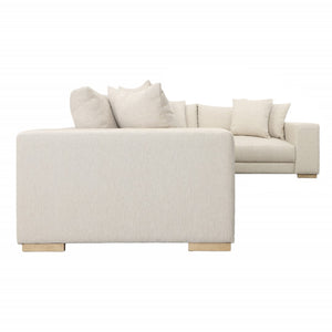 Dovetail Estella L-Shape Sectional Polyester Upholstery and Select Hardwood Frame - Ecru and Natural
