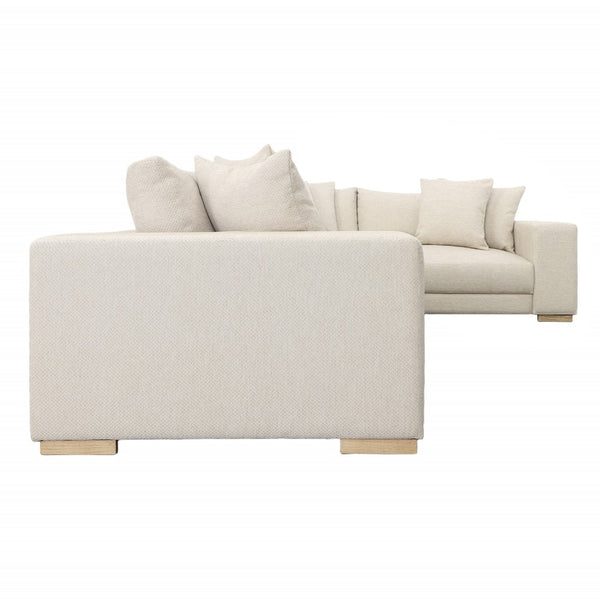 Dovetail Estella L-Shape Sectional Polyester Upholstery and Select Hardwood Frame - Ecru and Natural