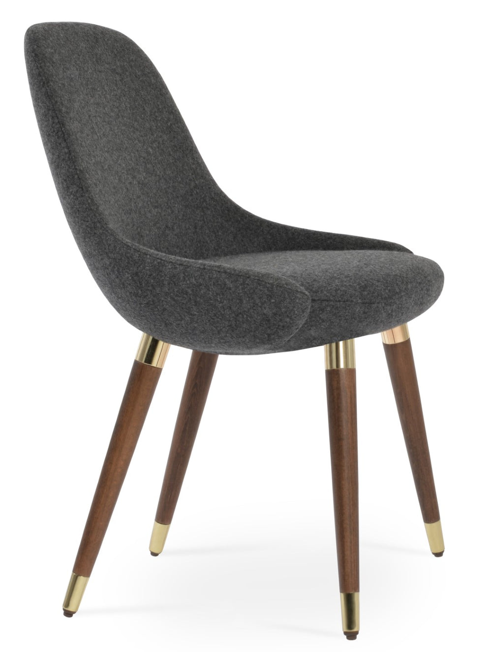 Soho Concept Gazel Lounge Armchair With Walnut Wood Base, 10-year Guarantee, Luxurious Wool Upholstery Options Walnut,Gold,Silver  Soho-concept-dining-chair-04066