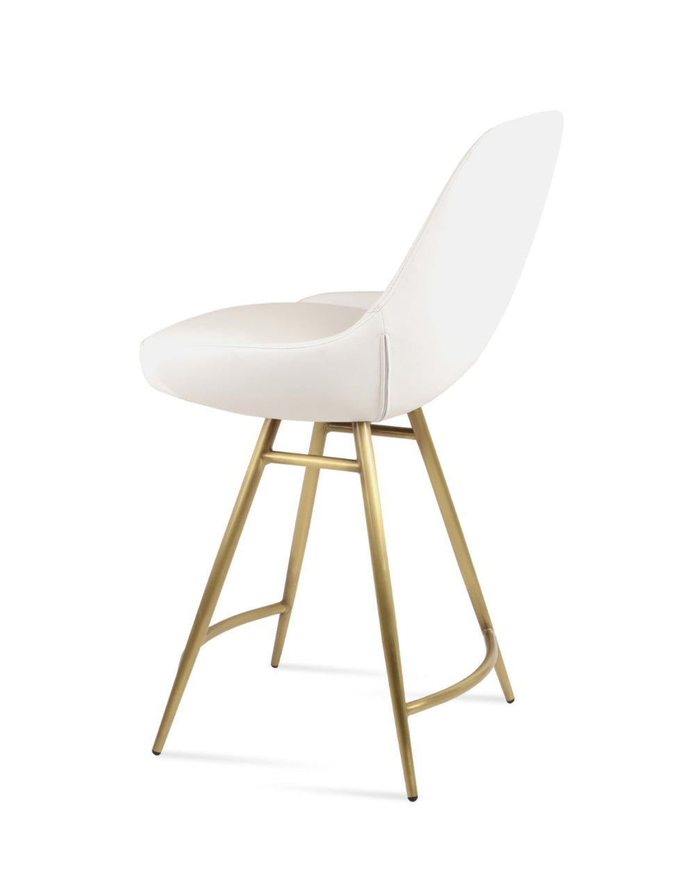 Soho Concept Gazel Galata Barstools & Counterstools - Stylish Leatherette, Soft Brass Finish, 350 Lbs Capacity Brass,White Steel Tubular Legs Soho-concept-dining-chair-08668