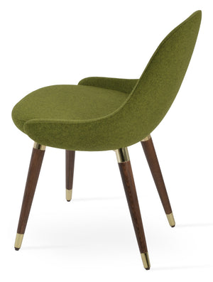 Soho Concept Gazel Wood Dining Chair - Soft Leatherette, Solid Beech Base, Gold Accent, 2-year Guarantee, 350 Lbs Capacity Walnut,Gold,Green  Soho-concept-dining-chair-03761