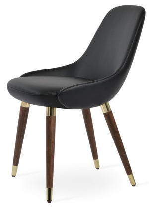 Soho Concept Gazel Wood Dining Chair - Soft Leatherette, Solid Beech Base, Gold Accent, 2-year Guarantee, 350 Lbs Capacity Walnut,Gold,Black  Soho-concept-dining-chair-03760